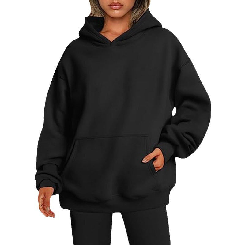 Basic Thick Solid Color Pullover Hoodie