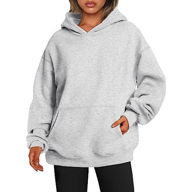Basic Thick Solid Color Pullover Hoodie